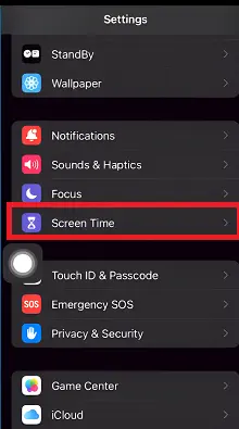 click on screen time