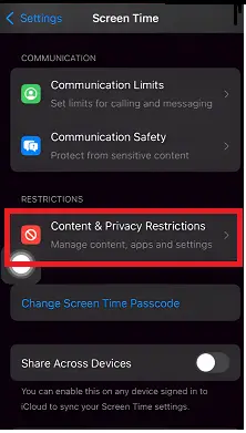 select content and privacy restrictions